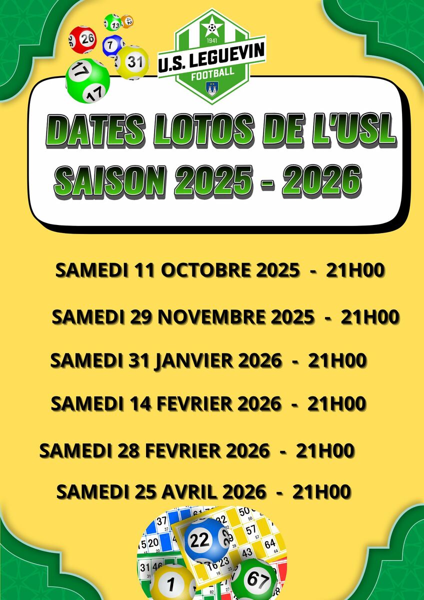 DATES LOTOS SAISON 2025-2026