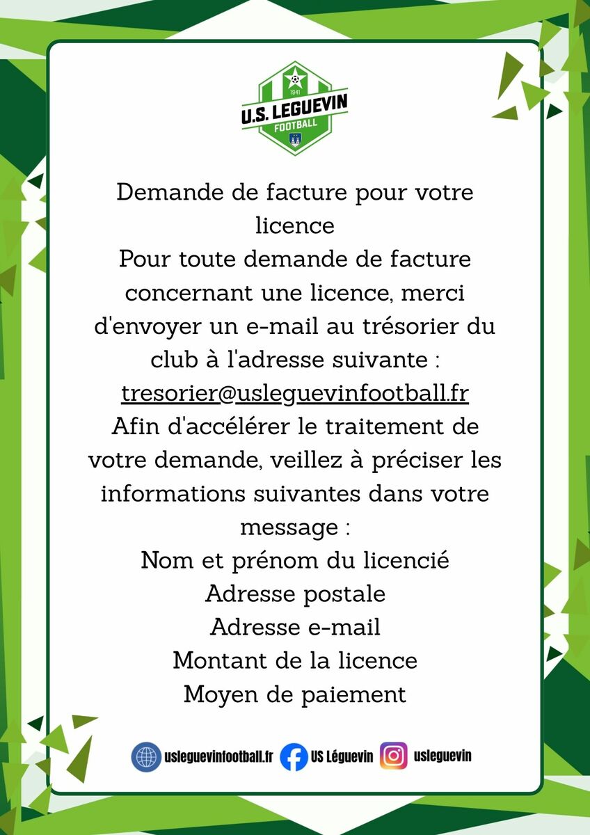 DEMANDE DE FACTURE LICENCE