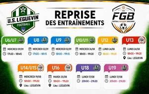 PLANNING DES  ENTRAÎNEMENTS