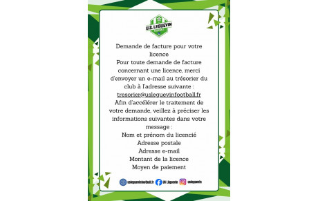 DEMANDE DE FACTURE LICENCE