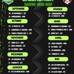 CALENDRIER SÉNIORS M R2 SAISON 2026-2027